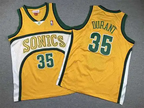 Ropa Infantil SuperSonics Nº 35 Durant Etiqueta Retro Amarillo