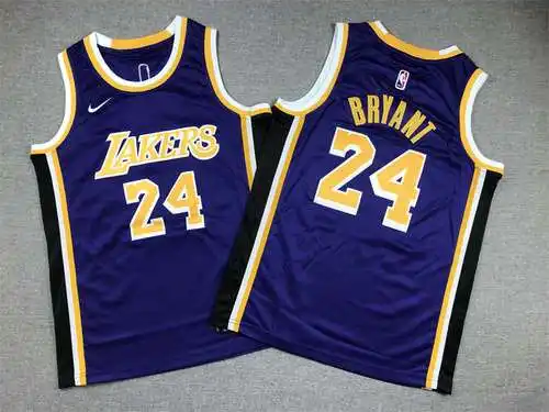 Ropa Infantil Lakers Nº 24 Kobe Bryant Morado Cuello Redondo