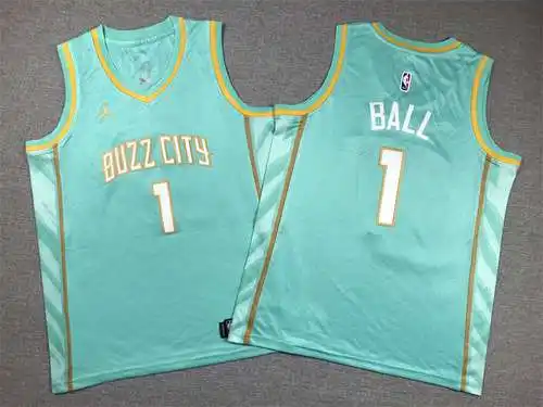 Ropa Infantil 24 Estilos Hornets No. 1 LaMelo Ball City Edition Verde