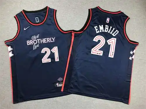 Ropa Infantil 24 Estilos 76ers No. 21 Embiid City Edition Negro
