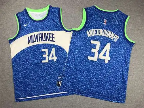 Ropa Infantil 24 Bucks No. 34 Giannis Antetokounmpo City Edition Azul