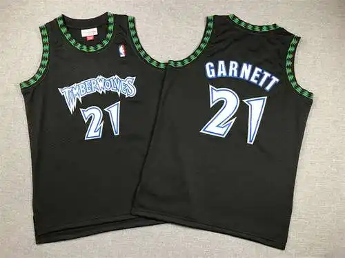 Ropa Infantil Timberwolves Nº 21 Garnett Retro Negro