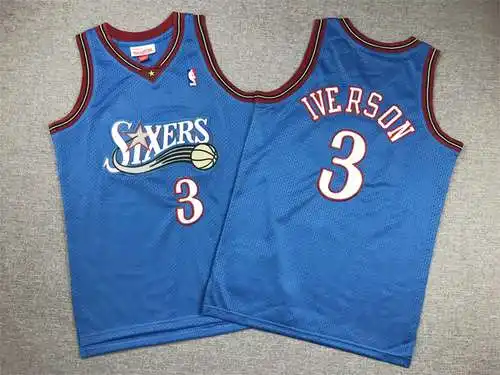 Ropa Infantil 76ers No. 3 Allen Iverson Azul