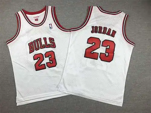 Ropa Infantil Bulls No. 23 Jordan Mesh Retro Blanco