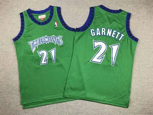Ropa Infantil Timberwolves Nº 21 Garnett Retro Verde