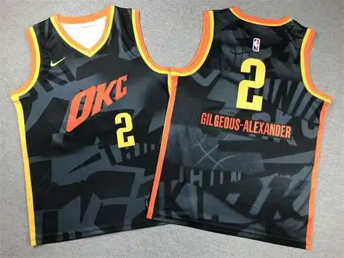 Ropa Infantil 24 Estilos Thunder No. 2 Shai Gilgeous-Alexander City Edition Negro