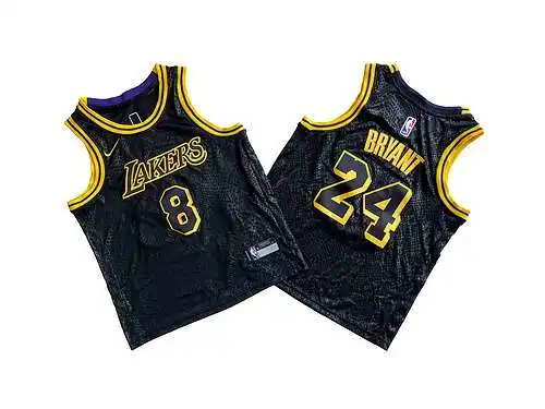 Ropa Infantil Lakers Nº 8+24 Kobe Bryant City Edition Estampado De Serpiente Negro