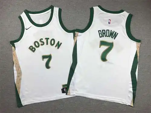 Ropa Infantil 24 Estilos Celtics No. 7 Jaylen Brown City Edition Blanco