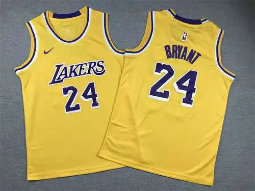 Ropa Infantil Lakers Nº 24 Kobe Bryant Cuello Redondo Amarillo