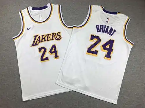 Ropa Infantil Lakers Nº 24 Kobe Bryant Blanco Cuello Redondo