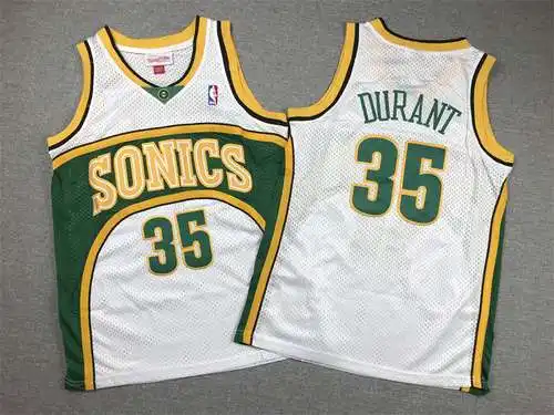 Ropa Infantil SuperSonics Nº 35 Durant Etiqueta Retro Blanco
