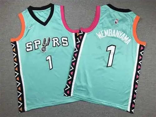 Ropa Infantil 23 Estilos Spurs No. 1 Wenbanyama City Edition Verde