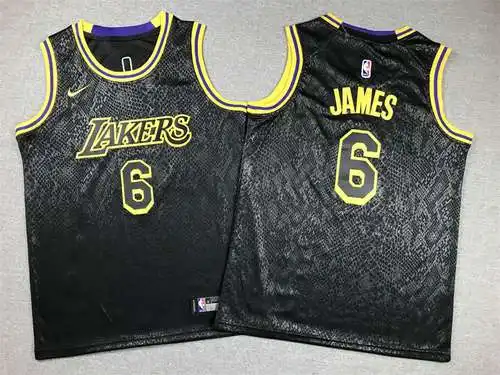 Ropa Infantil Lakers No. 6 James City Edition Estampado De Serpiente Negro