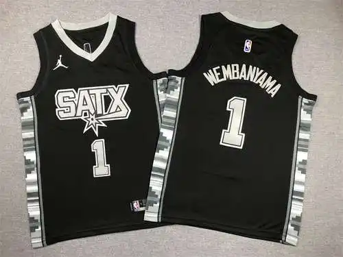 Ropa Infantil 23 Modelos Spurs No. 1 Edición Anuncio Wenbanyama Negro