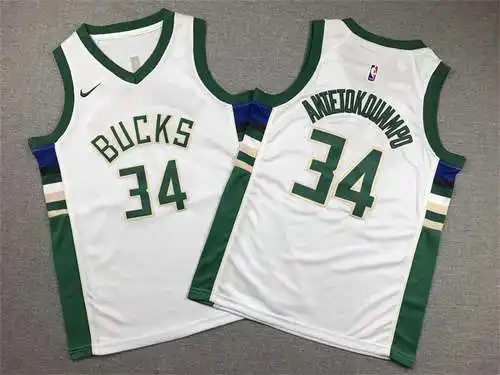 Ropa Infantil Bucks Nº 34 Giannis Antetokounmpo Blanco