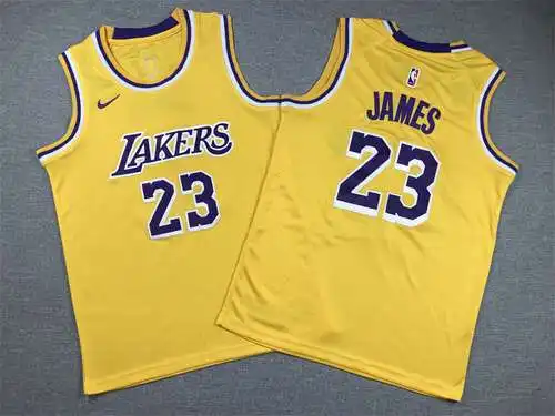 Ropa Infantil Lakers Nº 23 LeBron James Cuello Redondo Amarillo