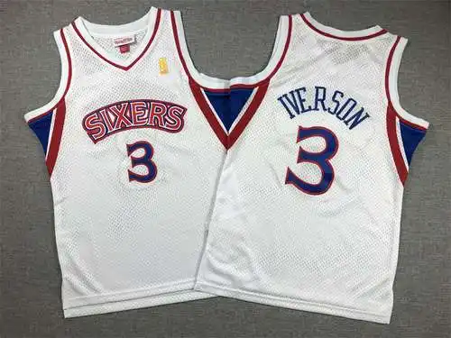 Ropa Infantil 1996-97 76ers No. 3 Allen Iverson Blanco