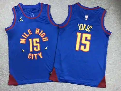 Ropa Infantil 23 Estilos Nuggets No. 15 Nikola Jokic Edición Anuncio Azul