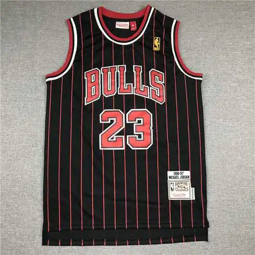 Bulls No. 23 Jordan Retro Gold Label Rayas negras y rojas