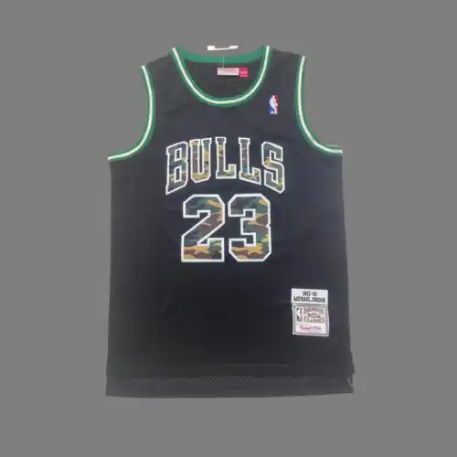 1997-98 Bulls No. 23 Jordan Retro Signature Edition Camo Negro