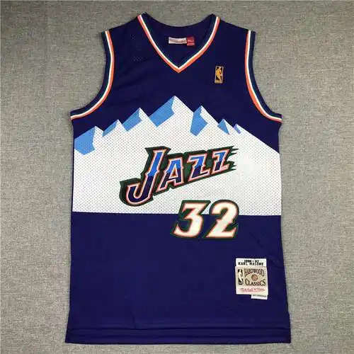 Jazz No. 32 Karl Malone Montaña Nevada Púrpura