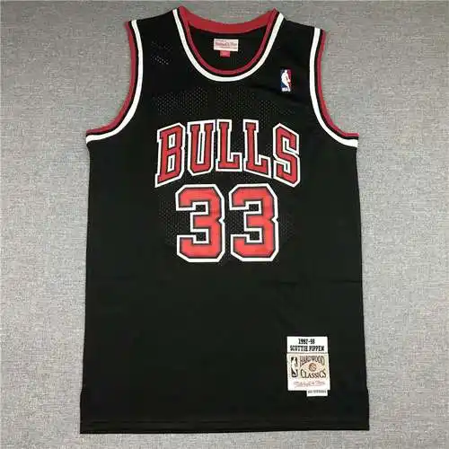 Bulls No. 33 Pippen Retro Negro