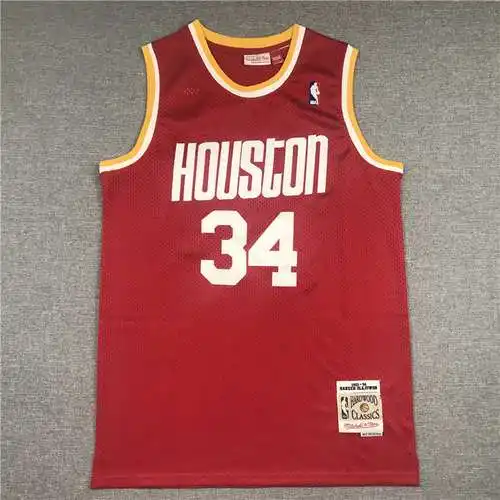 Rockets No. 34 Olajuwon retro rojo