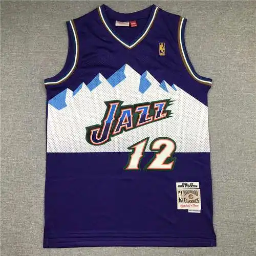 Jazz No. 12 John Stockton Montaña Nevada Púrpura