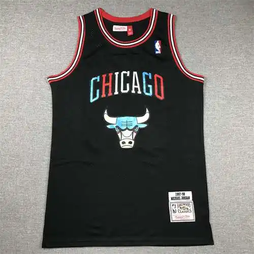 Bulls No. 23 Jordan Edición colorida Negro