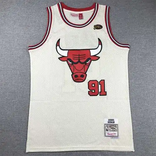 Bulls No. 91 Rodman Crema Blanco