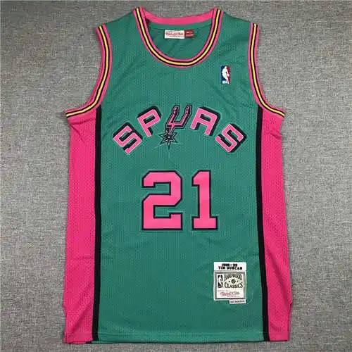Spurs No. 21 Duncan Retro Verde
