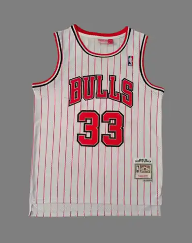 Bulls No. 33 Pippen Retro Rayas Rosas