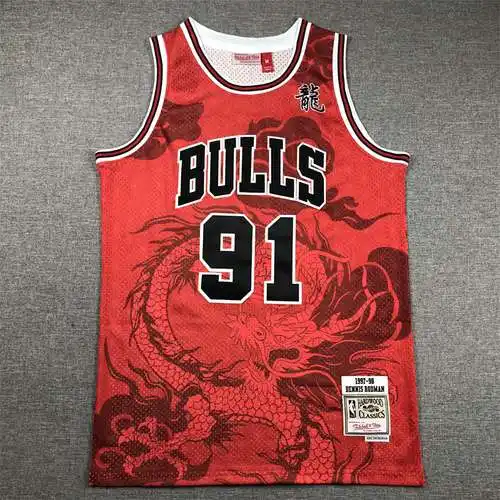 24a Temporada Año del Dragón Edición Conmemorativa Bulls No. 91 Rodman Red