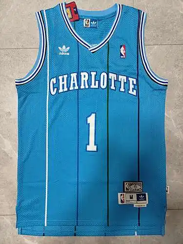 Hornets No. 1 Muggsy Bogues Vintage Shamrock Azul