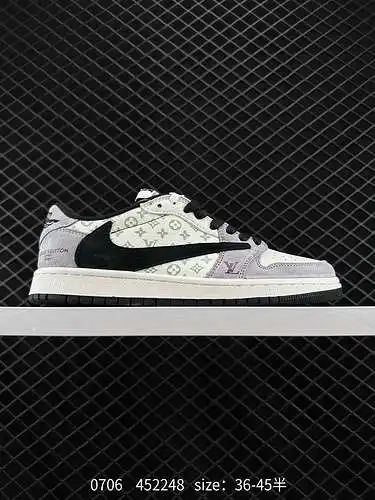 24 Louis Vuitton x Travis Scott x Air Jordan Low Louis Vuitton top bajo LV denim gris y blanco nombr