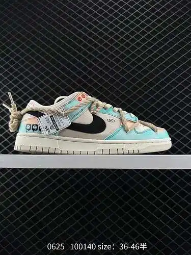 2 Nike NK SB Dunk Low "Verde/Beige" atadas con cuerdas, estilo deconstruido, material de c