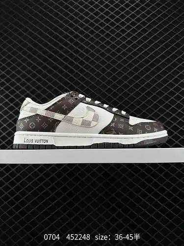 24 Nk SB Dunk Low LV de marca compartida: tablero de ajedrez marrón y blanco swoosh Zapatillas de de