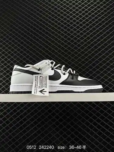 2 Zapatillas de deporte informales Nk Dunk Low Letter Panda en negro y gris High Street Deconstructi