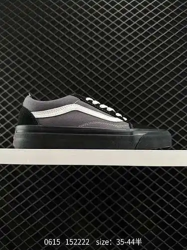 Zapatillas de lona empalmadas Black Warrior de la rama de alta gama Vans Vault OG Old Skool LX Númer