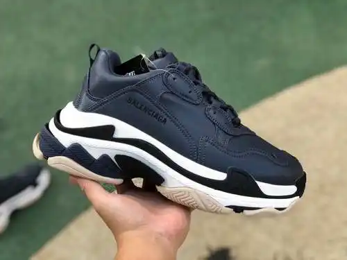 Balenciaga zapatos papá Balenciaga Triple S de cuero azul zafiro negro Zapatillas Balenciaga