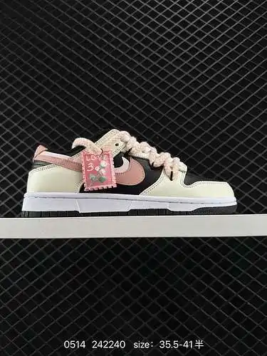 2 Zapatillas informales de corte bajo en blanco y negro Nk Dunk Low White Dream Garden de nivel empr