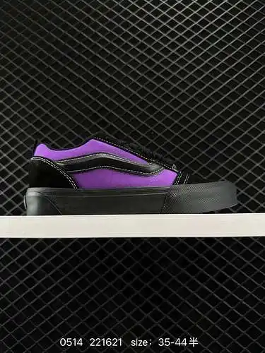 Vans Knu Skool zapatos de pan retro negros y morados zapatos gordos nuevos informales proceso de cañ