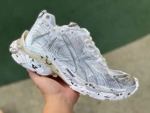 Balenciaga 7.5 blanco desgastado M puro original ⚡️ Balenciaga Runner Grafhti malla con cordones baj