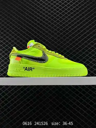 3 OFF-WHITE x NK Air Force OW Air Force One de marca compartida verde fluorescente AO466- Malla orig