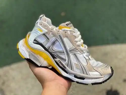 Balenciaga 7.0 blanco marrón amarillo M puro original ⚡️ Balenciaga Runner Grafhti malla con cordone