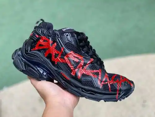 Balenciaga 7.0 negro y rojo M puro original⚡️ Balenciaga Runner Grafhti zapatos deportivos bajos con