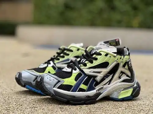 Zapatos para correr Paris negro y blanco verde Balenciaga/Balenciaga 21x RUNNER empalme con cordones