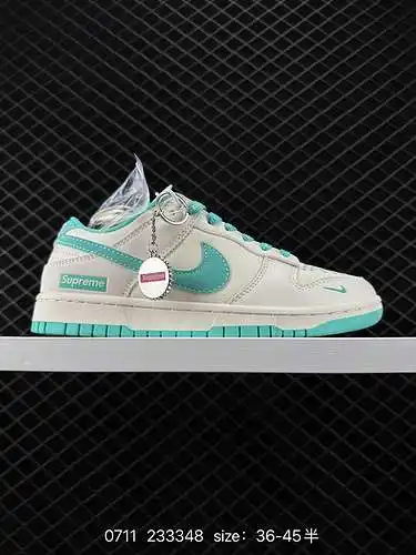 24 Tiro real exclusivo Nk SB Dunk Low Supreme de marca compartida - Lona verde campo de trigo Zapati