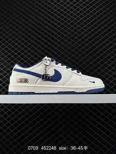 24 Nk SB Dunk Low Gucci de marca compartida - blanquecino azul marino tela tejida con gancho anivers