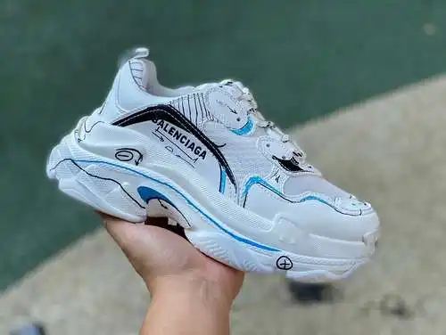 Balenciaga graffiti blanco Balenciaga Triple S tejido de malla logotipo de espuma de doble capa zapa
